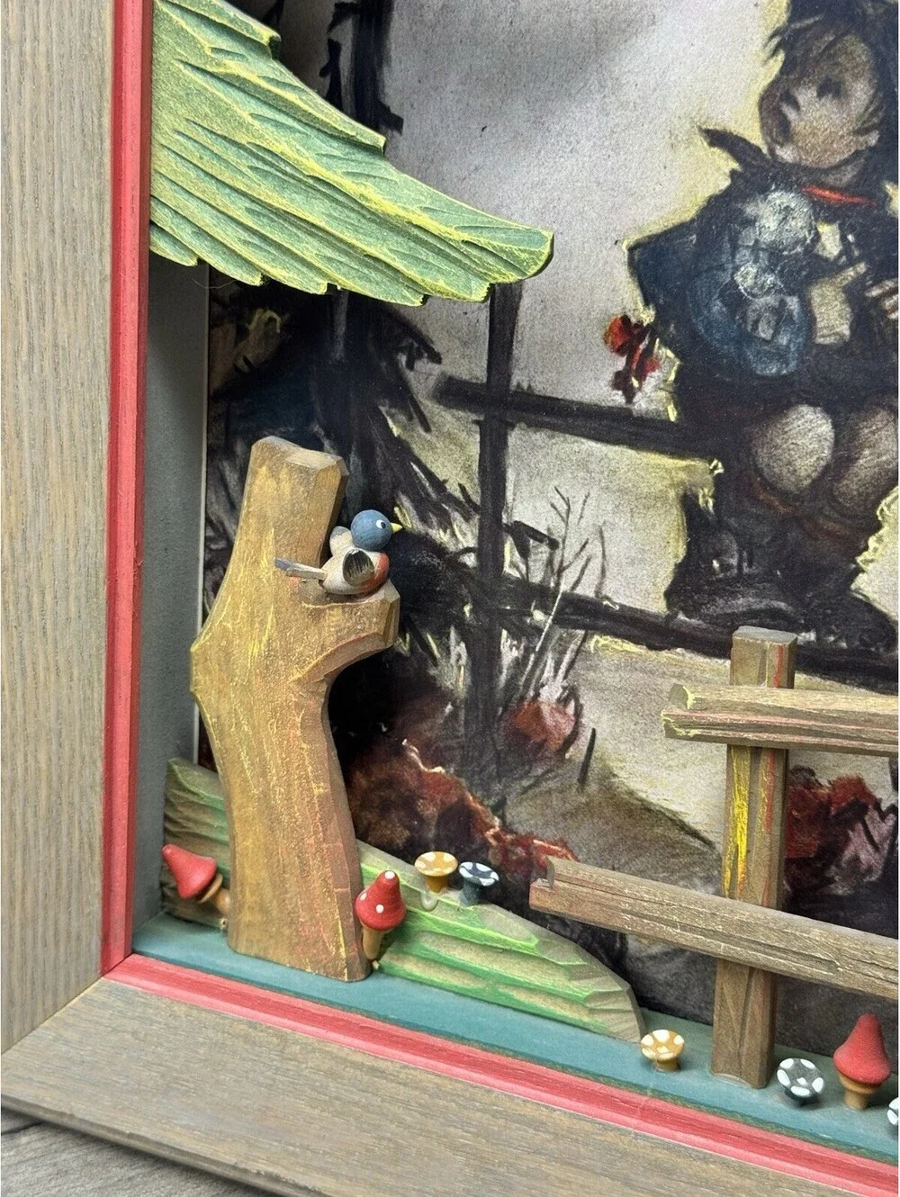 Genuine Hummel Print Emil Fink Verlag Shadow Box Picture 10” X 13” 3D Boy Woods